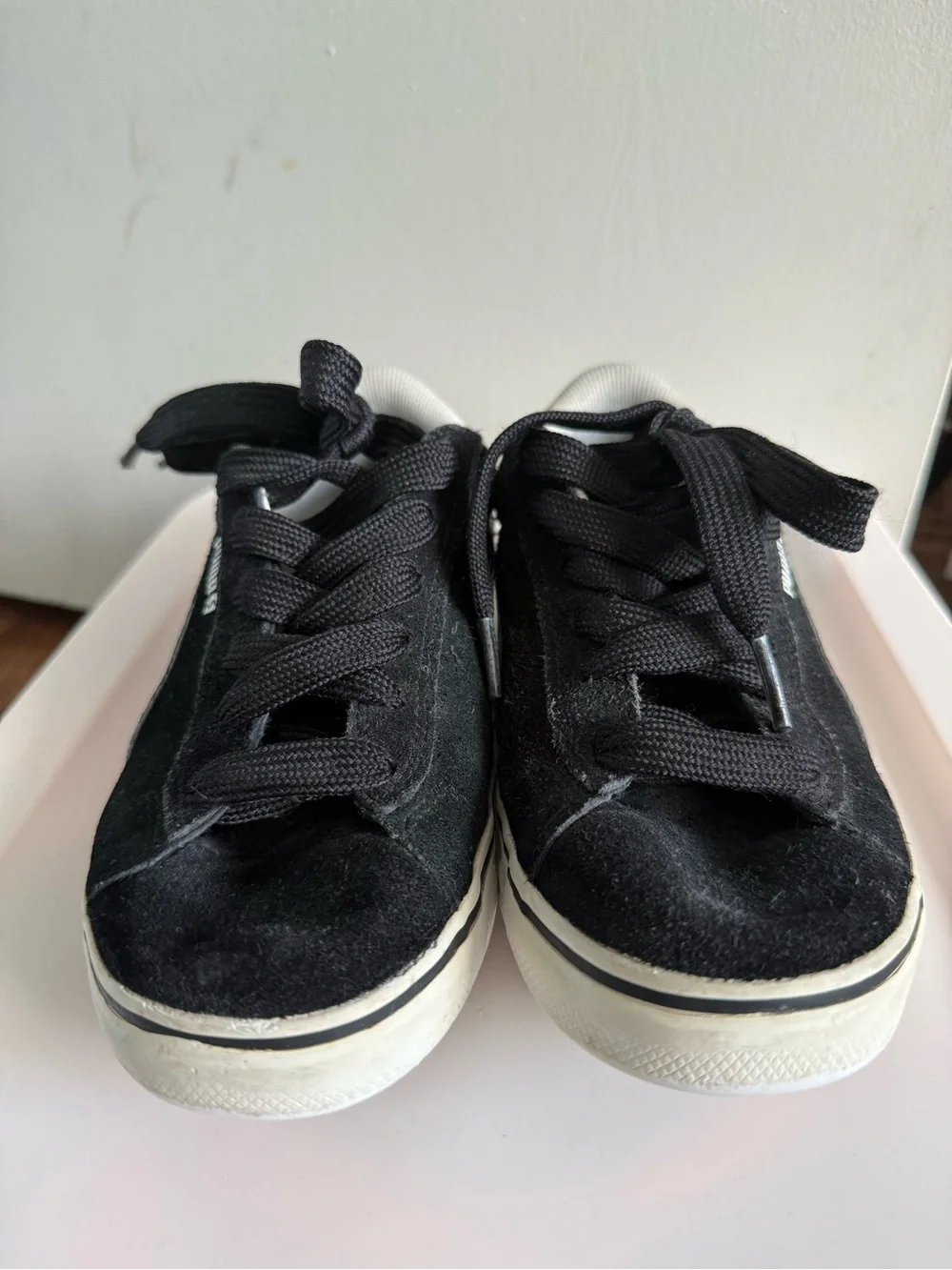 Puma Kids Black Suede Low-Top Sneakers